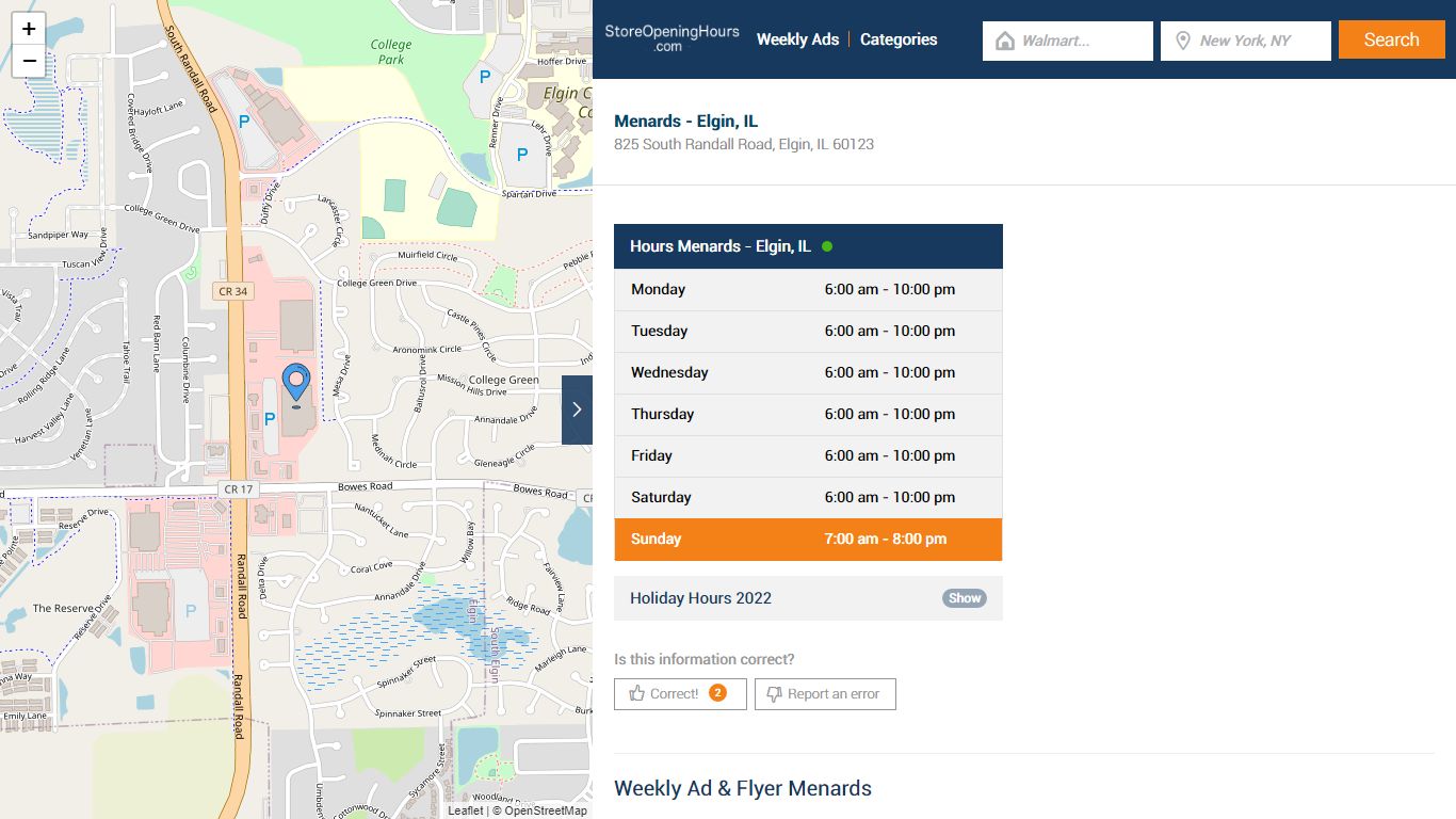 Menards - Elgin, IL - Hours & Weekly Ad - Store Opening Hours